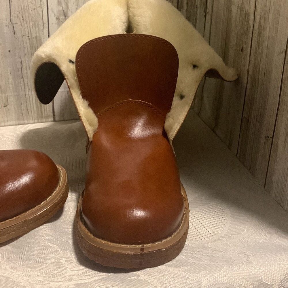 NWOT Vintage Sears Cognac Brown Shearling Boots Women’s Size 8.5‎ B - Picture 3 of 15